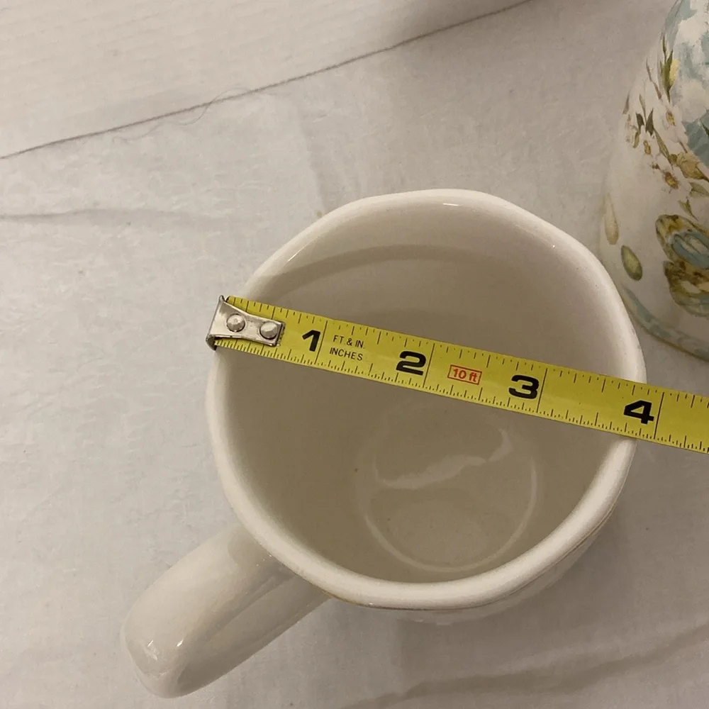 Pier 1 Imports Earthenware Field Notes Butterfly Garden Large Mugs Cup Set of 2